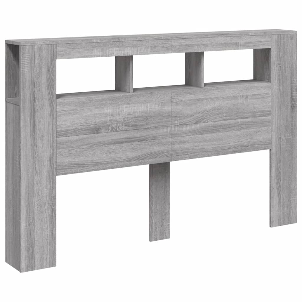 vidaXL Cabecero LED madera ingeniería gris Sonoma 160x18,5x103,5 cm