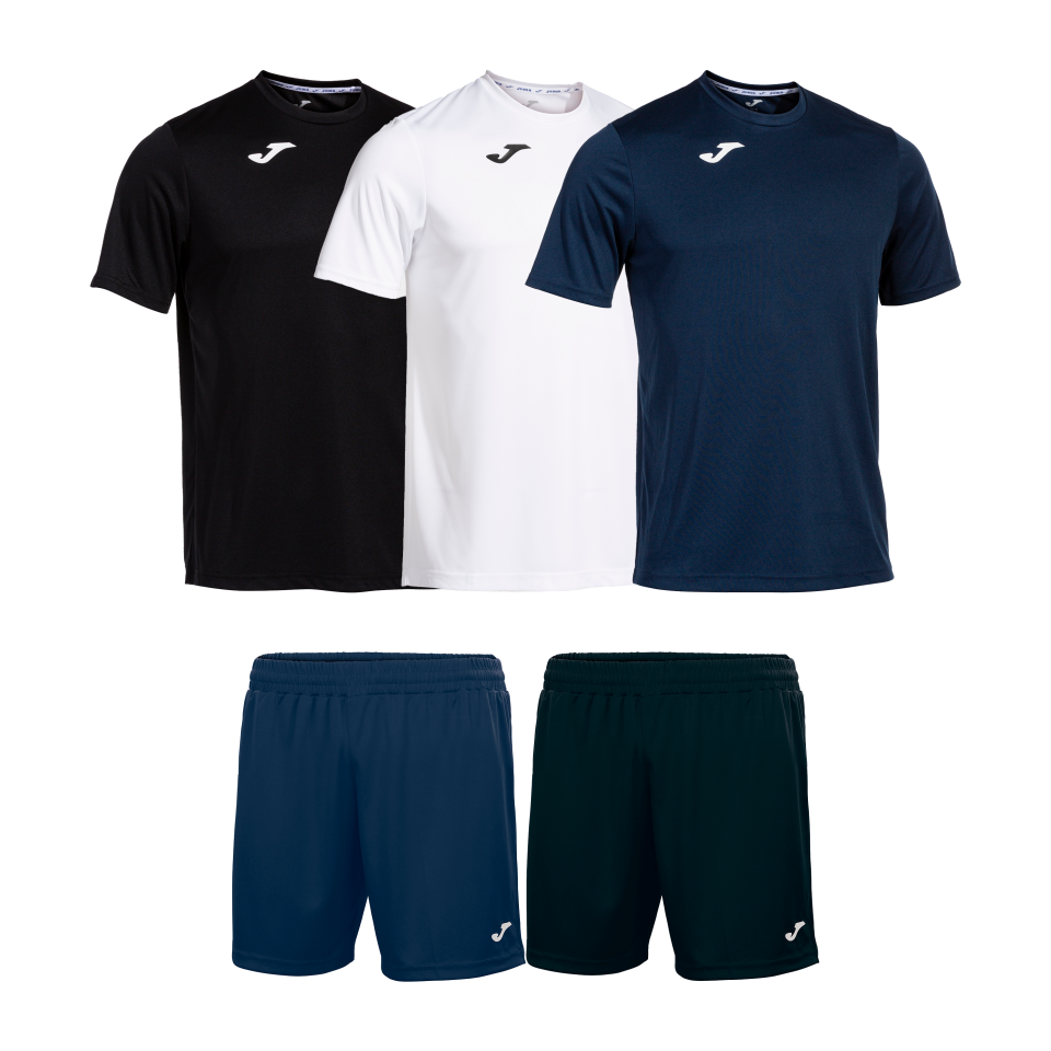 Pack de 5 Camisetas (3) 100052 Negro Blanco y Marino + Short (2) 100822 Marino y Negro Hombre Joma