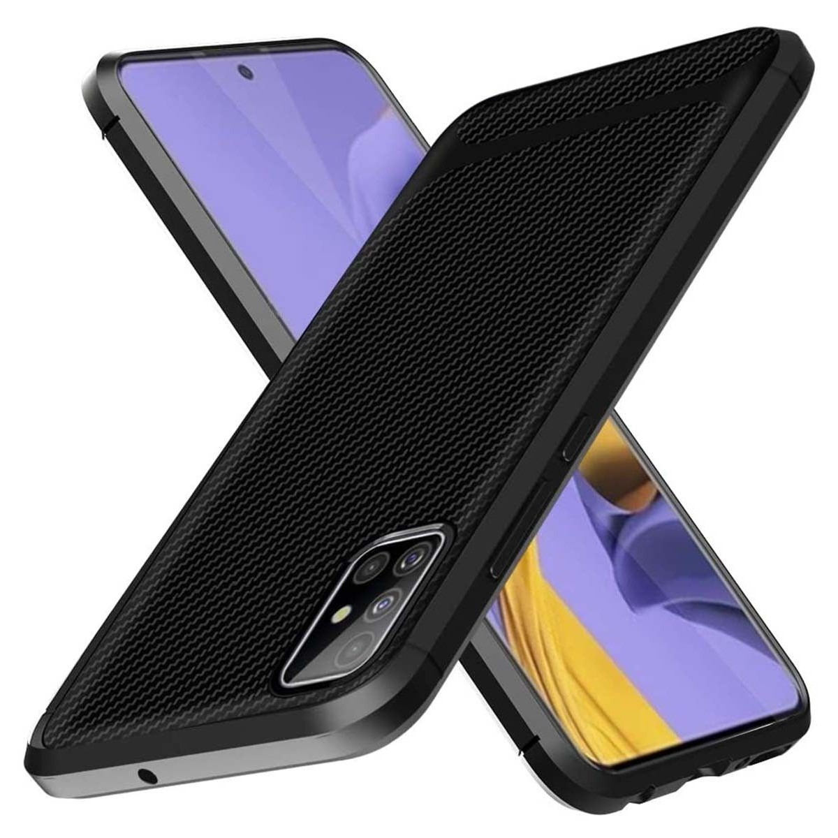 Tumundosmartphone Funda Silicona Gel Tpu Nuevo Carbon Negra para Samsung Galaxy A41