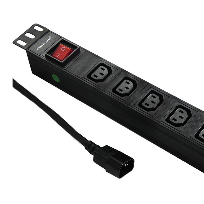 Regleta de enchufes para armario RACK de 19" 1U 10A PDU 8xIEC C13 2m