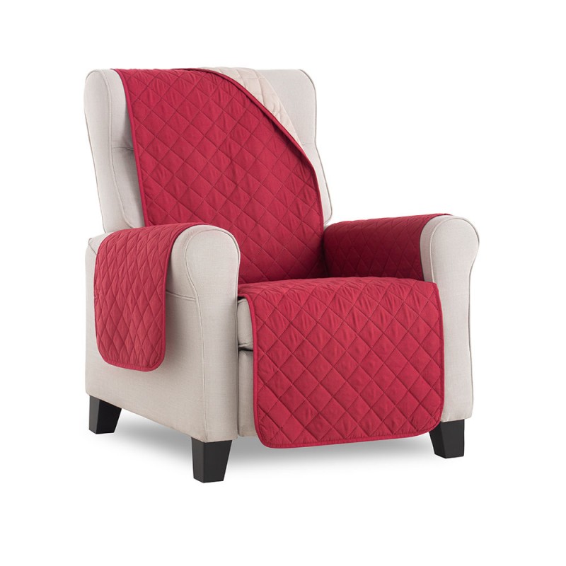 Cubre sillón Reversible Couch Cover Rojo / Beige. Funda para sillón 1 plaza. MAXIFUNDAS FUNDAS DE SOFA & CHAISE LONGUE