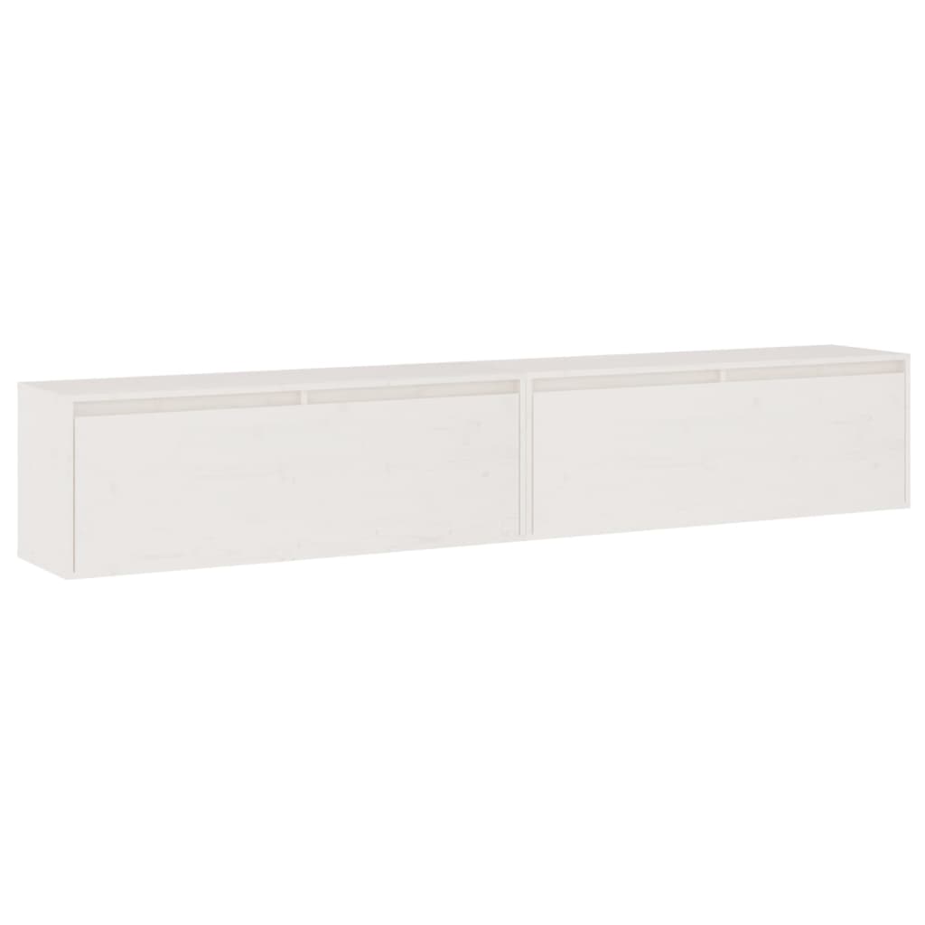 vidaXL Armario de pared 2 uds madera maciza de pino 100x30x35cm Natural, Blanco, Gris Mueble Almacenaje Estantería para Oficina, Estudio, Dormitorio Estantería/Librería/ mueble de Almacenamiento