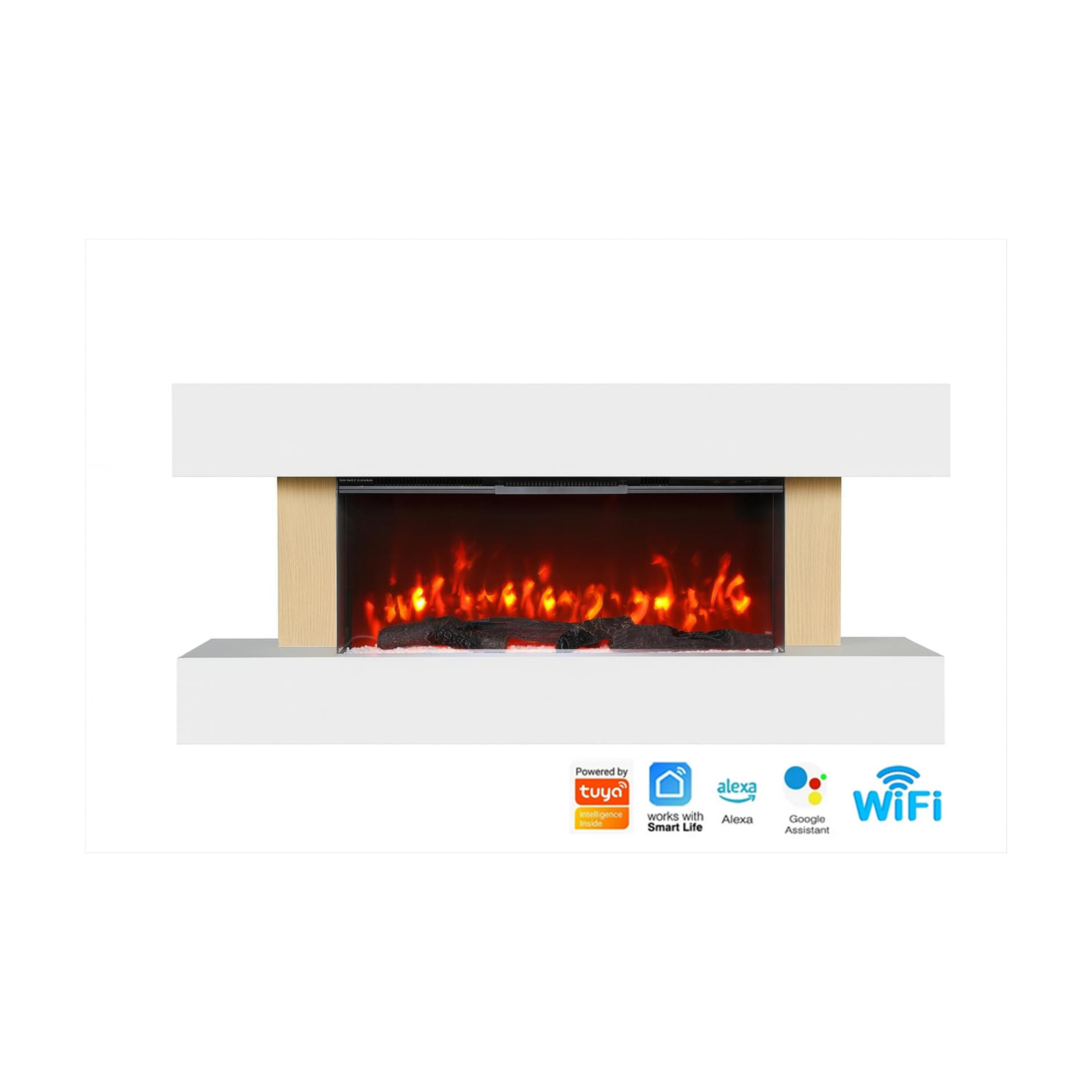 DUPI Chimenea Eléctrica Nero Pro SENZIA | 3 en 1 con Calefacción | Efecto Llama 3D Panorámica | 12 Colores Llama | Control Remoto