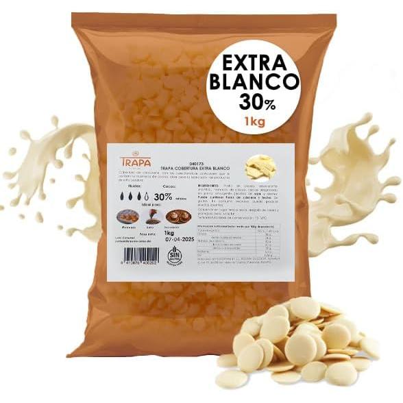 Coberturas de Chocolate Trapa - Bolsa Kilo - 70% Negro - Extra Leche - Chocolate Blanco - Sin Azucar - 52% Negro - Especial Reposteria - Gotas de Chocolate