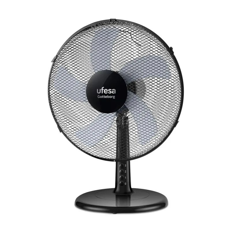 Ventilador De sobremesa Ufesa Góteborg 84105607 | 30,0 cm, 45 W, Negro, 5 hélices, Oscilación D/I, Orientable, Ultrafresh 5, Asa transporte