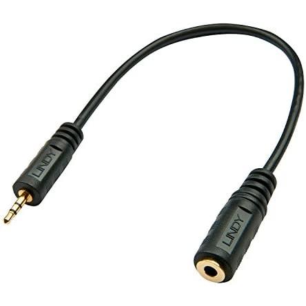 Lindy 35698 Premium Audio Kabel Klinkenstecker 2,5 mm Klinke männlich auf 3,5 mm weiblich, 20 cm