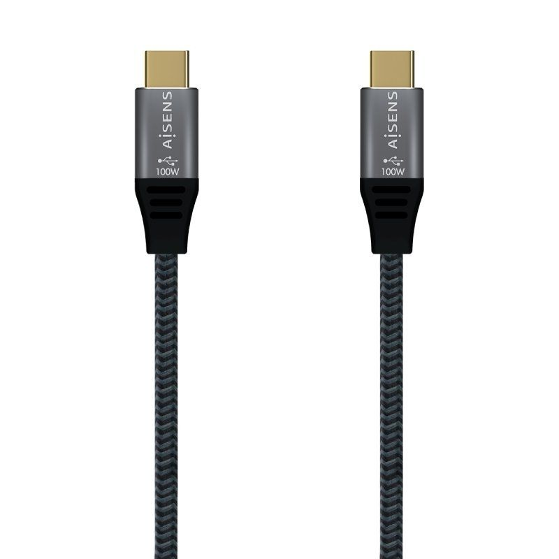 Cable usb 2.0 tipo-c aisens a107-0628/ usb tipo-c macho - usb tipo-c macho/ 1m/ gris