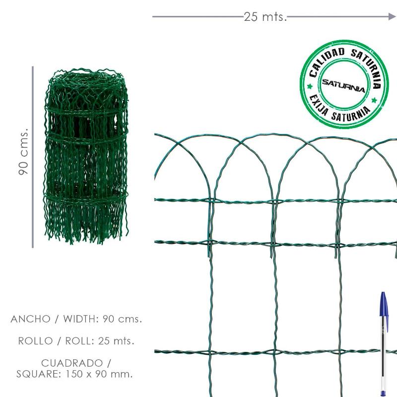 Malla electrosoldada plastificada residence altura 90 cm. rollo 25 metros