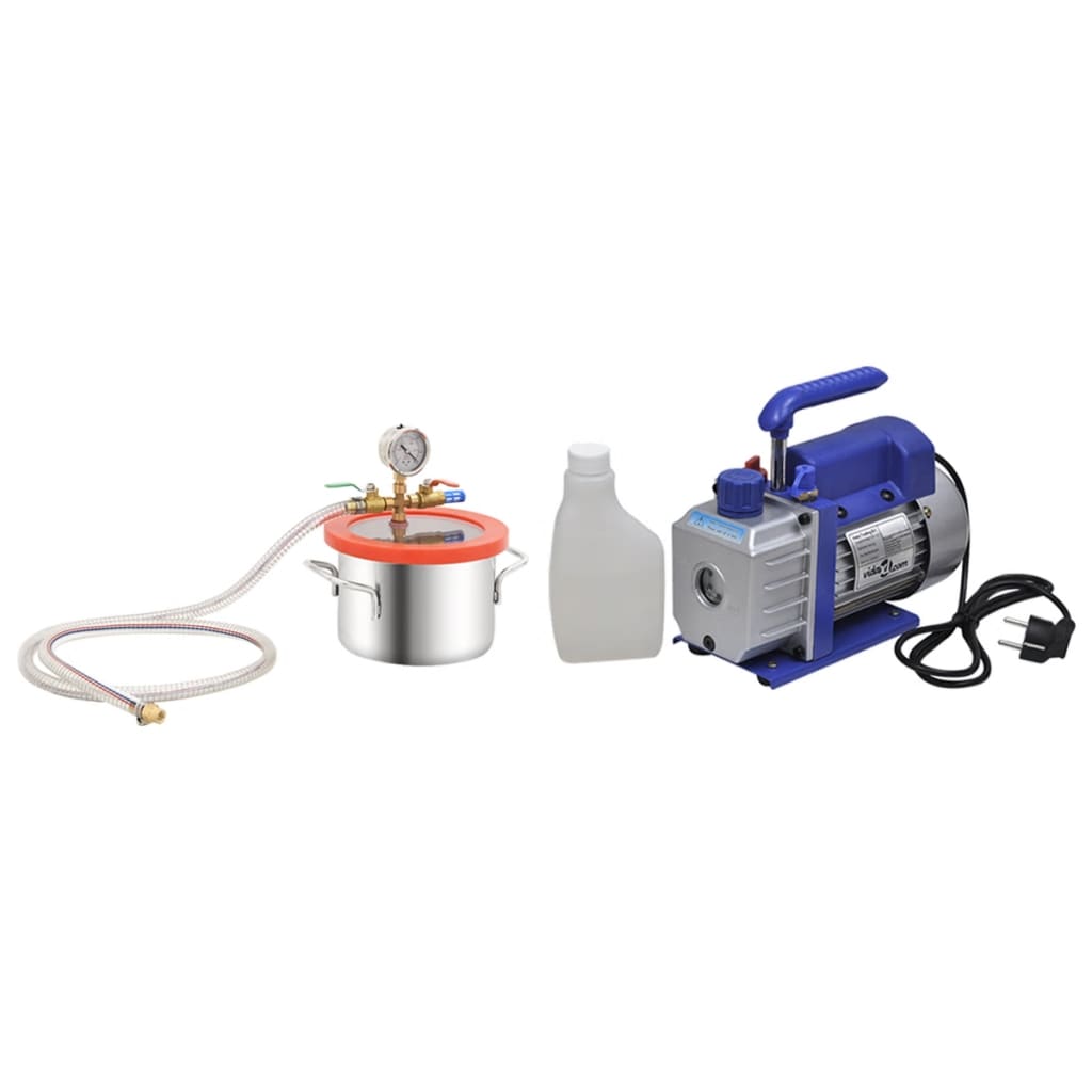 vidaXL Cámara de Vacío con Bomba de Una Etapa Refrigeración Sellada Capacidad 3.7 l, 5.5 l, 7.4 l