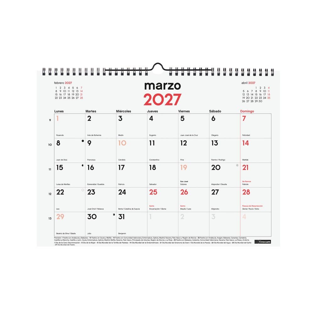 FINOCAM CALENDARIO ANUAL 16 MESES PARED L 26-27 CALENDARIO 16 MESES