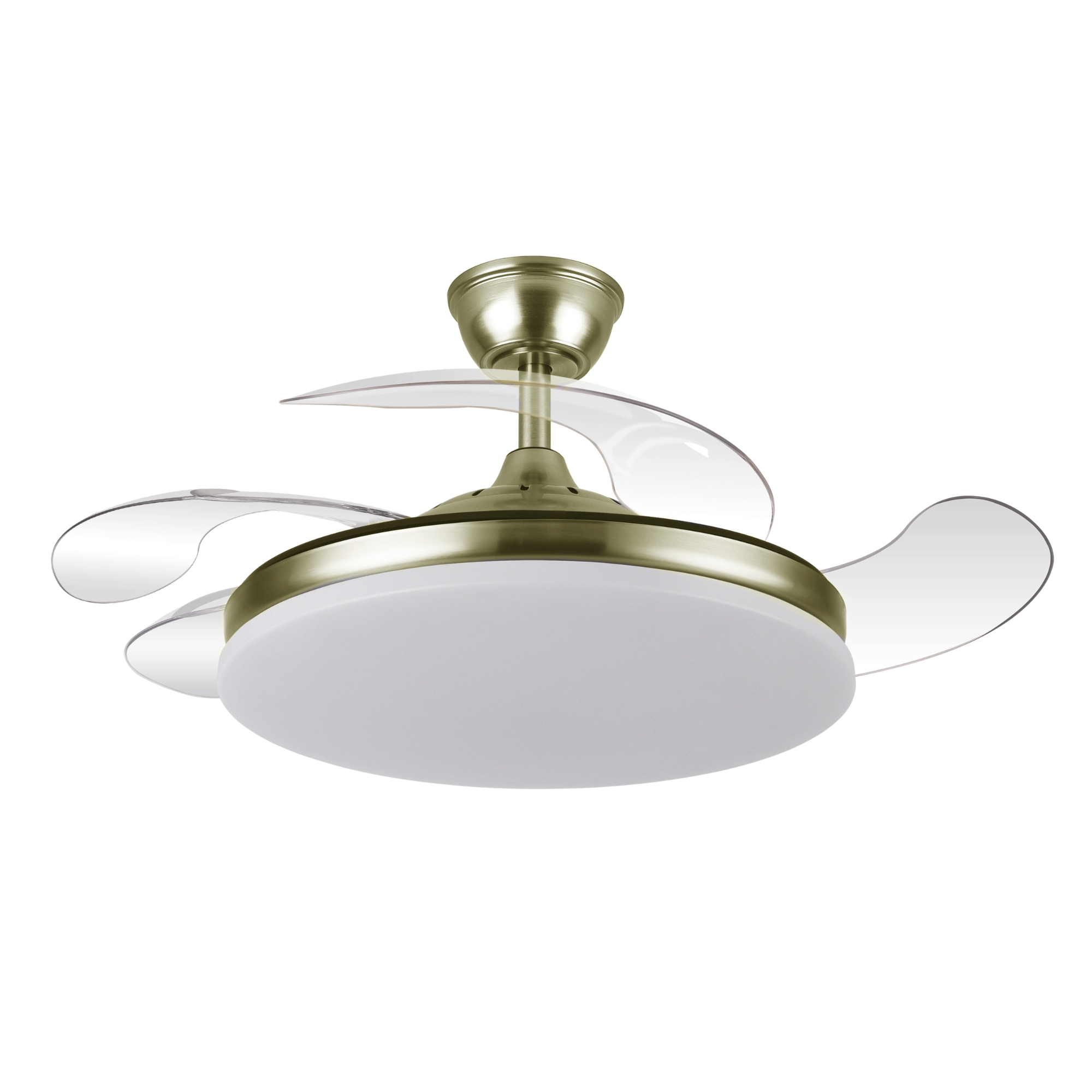 Ventilador de Techo con luz LED Yatek KALA 59W Dorado con Aspas Retráctiles invisibles, Motor DC y Mando a distancia