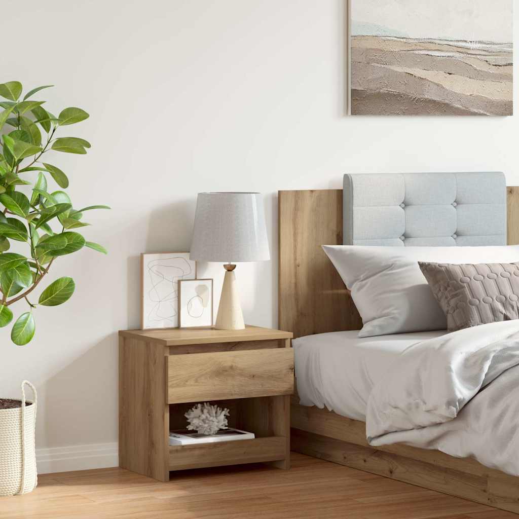 vidaXL Mesita de noche madera de ingeniería roble artisian 40x30x39 cm en color Roble artisan/Madera antigua/Marrón roble | estructura resistente ideal para salón dormitorio o estudio