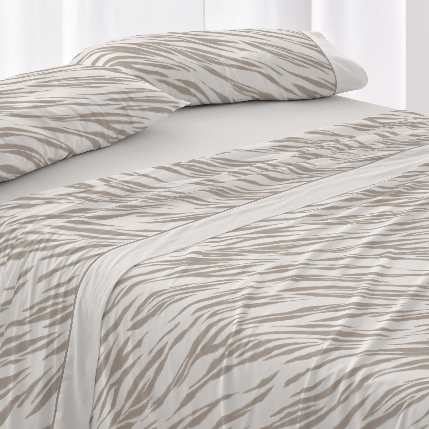 Juego de Sábanas Animal Print Cebra | 50% Algodón | Todas las Medidas | Tacto Suave | No Hace Bolas