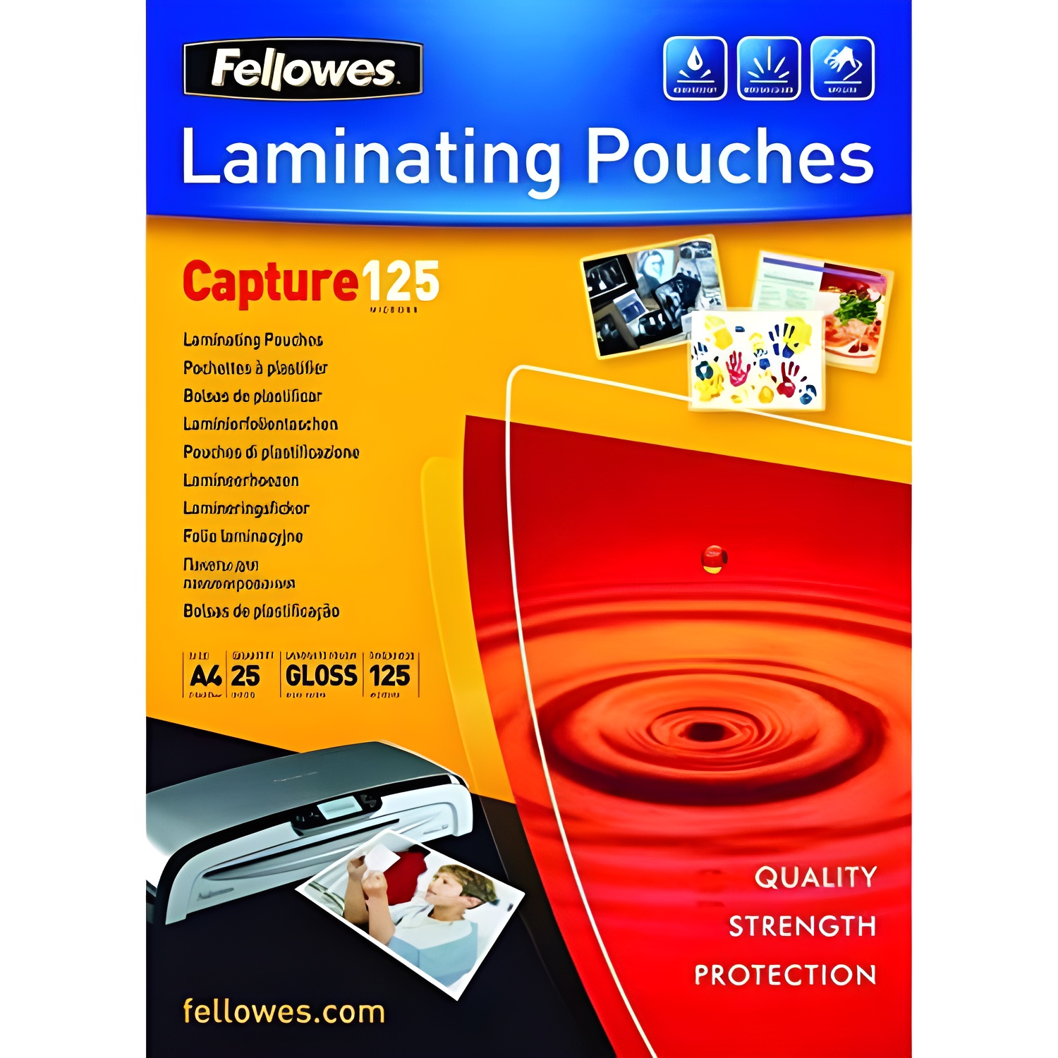 Fellowes 53963 - Pack de 25 fundas de plastificar, formato A4, 125 micras