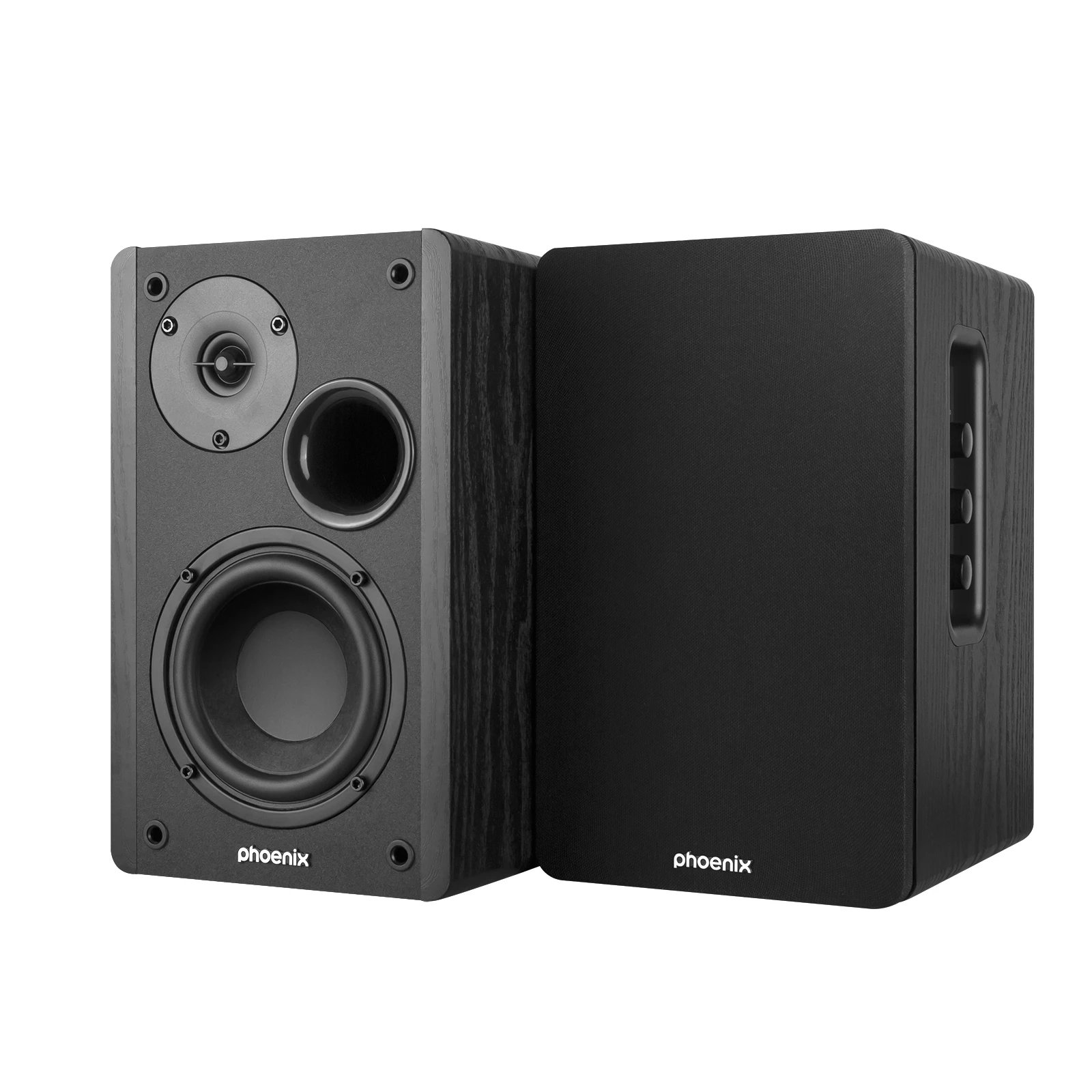 Phoenix - Altavoces de estudio Serenade-B 60W RMS con respuesta de frecuencia 40 Hz–20 kHz y relación señal/ruido 80 dB, construcción en madera, color negro, para escritorio y estudio casero