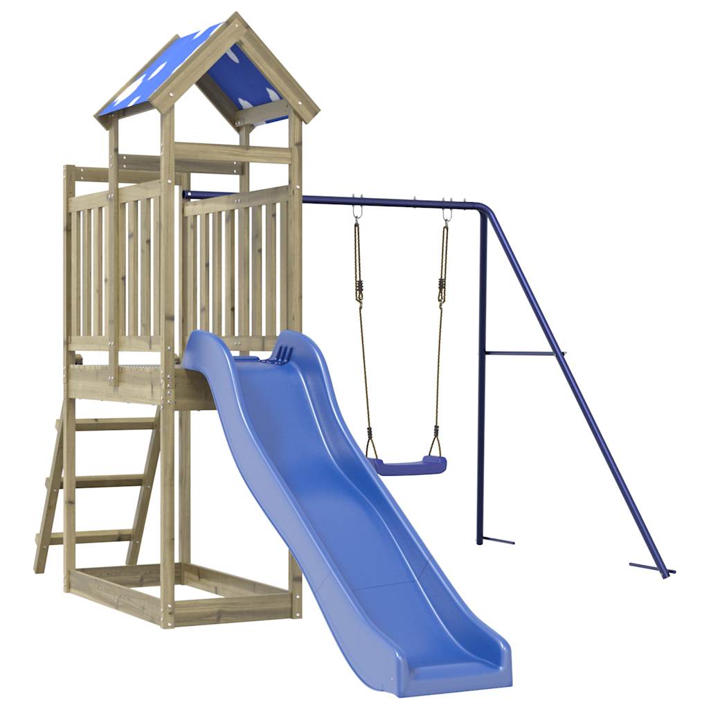 vidaXL Parque infantil de exterior Casa de Juegos Niño  Material Madera maciza de pino, Madera maciza impregnada, Madera maciza douglas