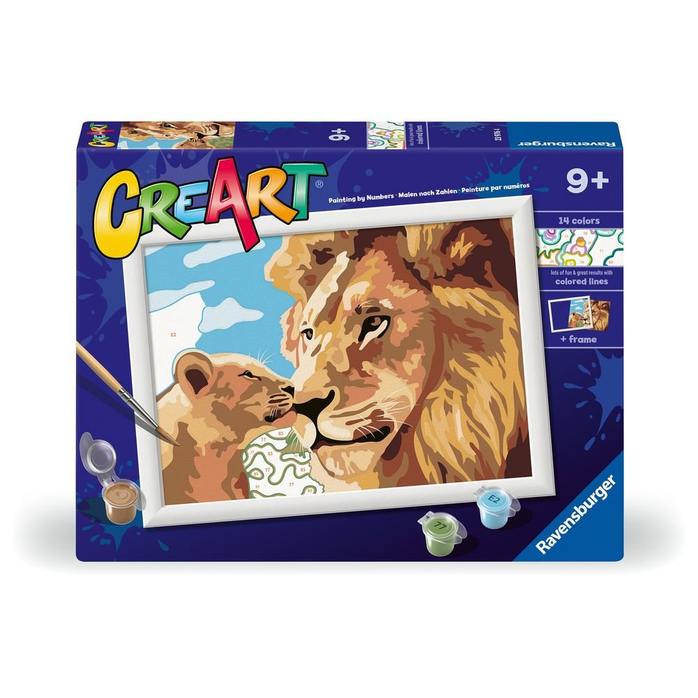 RAVENSBURGER PINTAR POR NUMEROS CREART SERIE D LEON Y CACHORRO CREART 20x26x4 Cms.