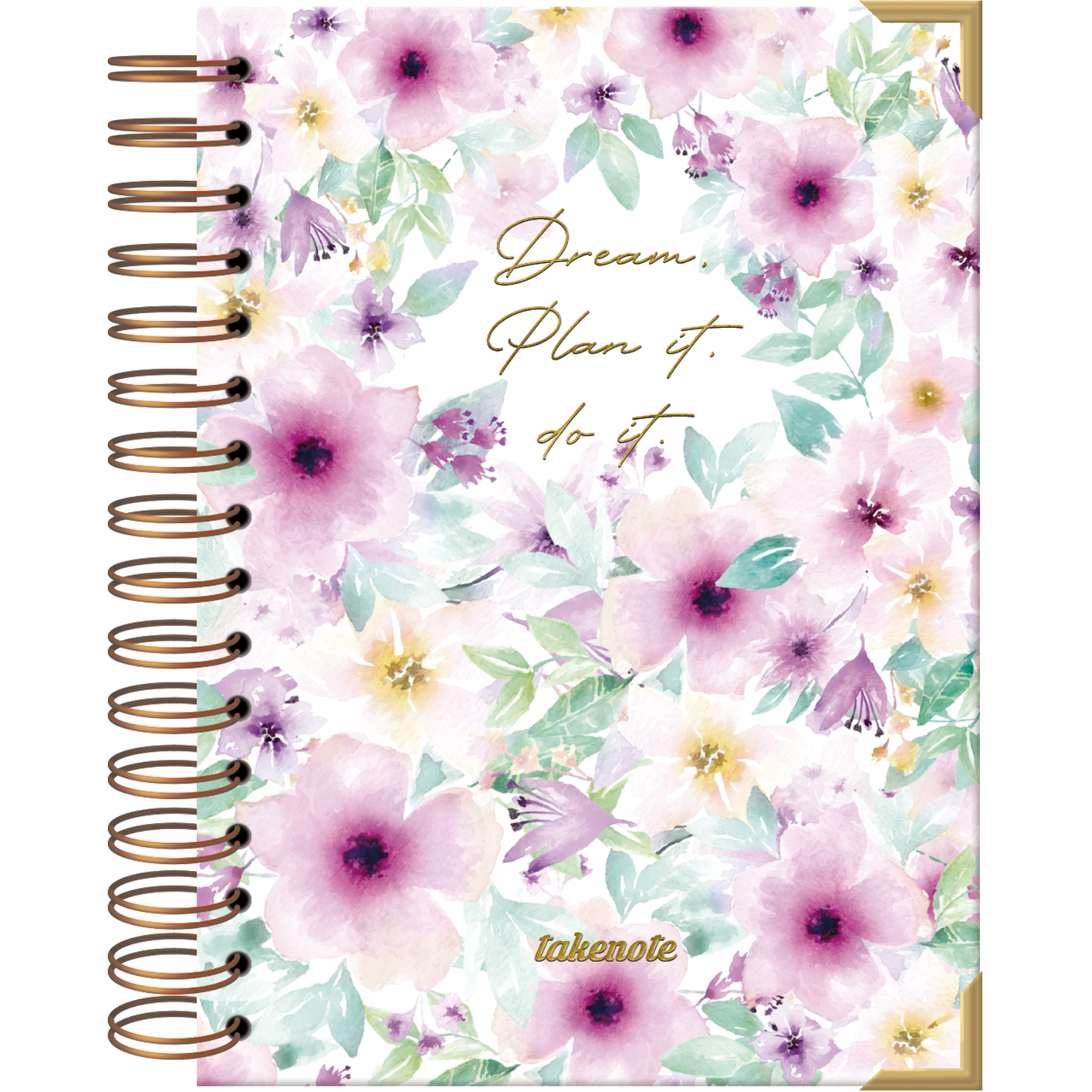 Takenote Cuaderno Dreambook A5 - Interior Liso, 192 Páginas en Blanco, Tamaño 15,5 x 21,5 cm, Tapa Dura, Espiral Doble Dorada (Wire’o)
