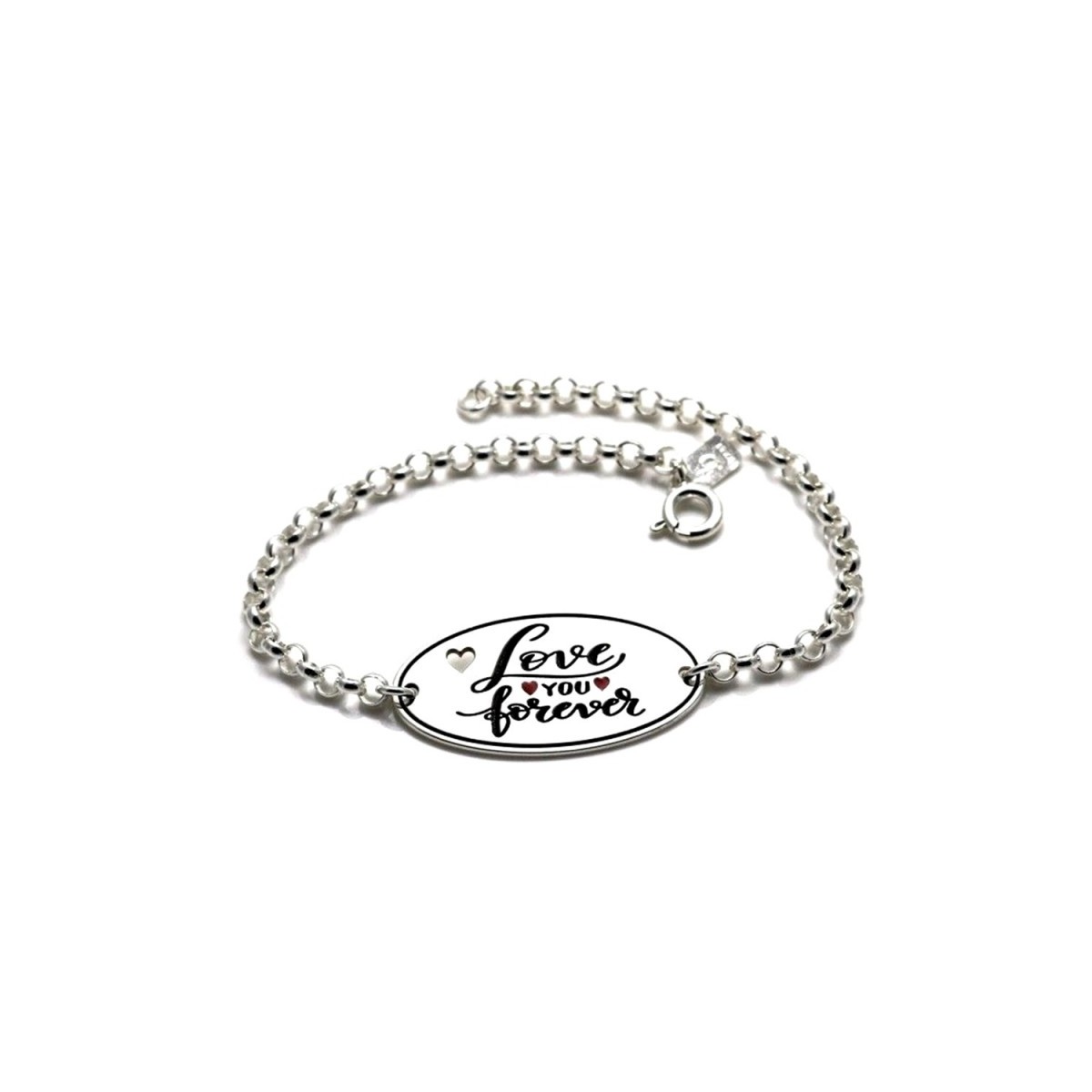 Pulsera Plata Ley 925m 18cm. chapa LOVE YOU FOREVER