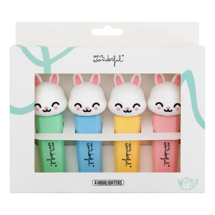 MR SET DE 4 SUBRAYADORES CONEJO - IT S A GOOD DAY TO HAVE FUN BTS ESCRITURA 24 17x12x2 Cms.