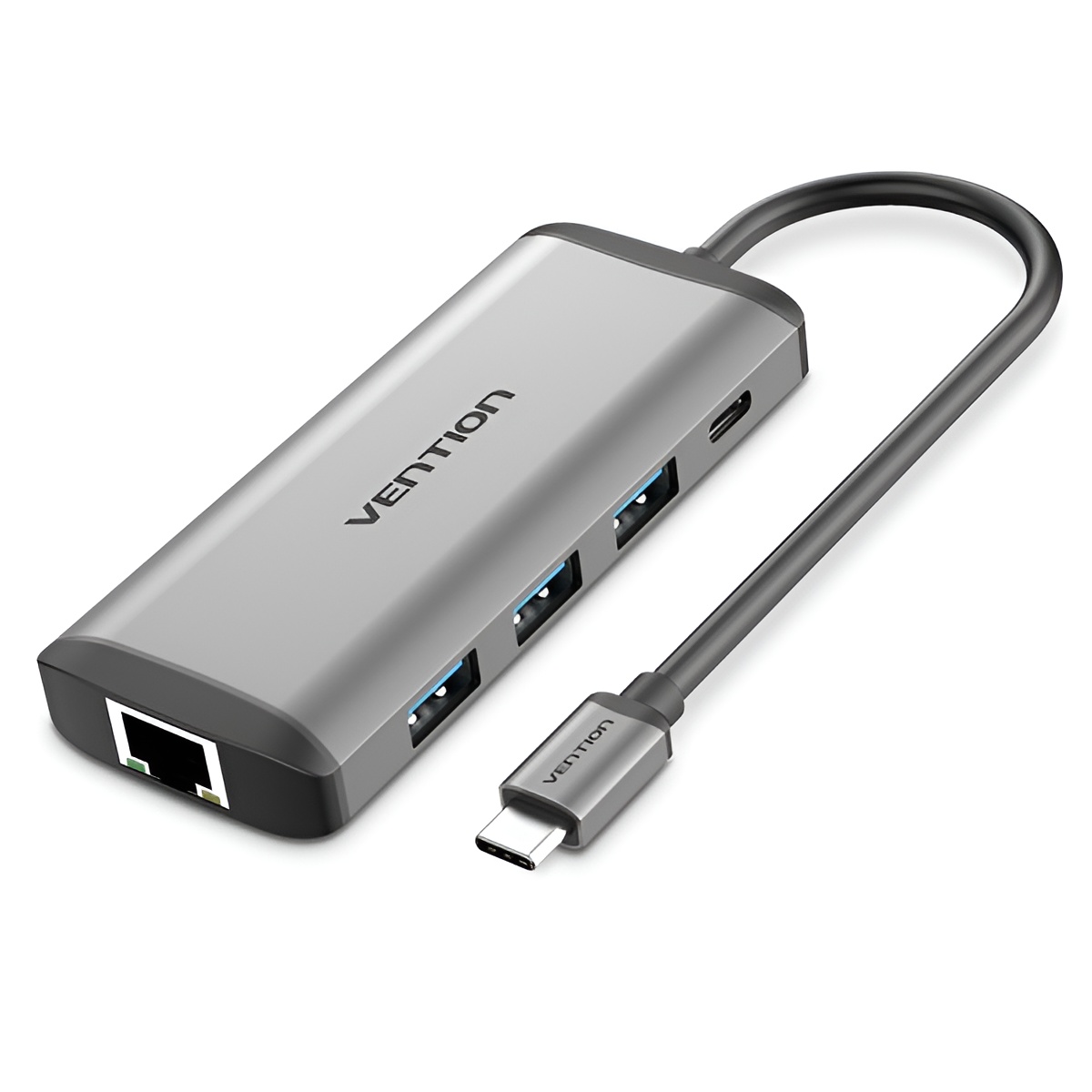 Vention docking station 7 en 1 usb-c a hdmi 4k/3xusb3.0/rj45/lector sd/tf/pd87w - 0.15m - color gris