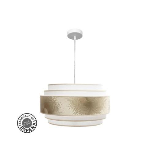 Colgante Nepal 5P 3xe27 Blanco/oro Regx50x50cm