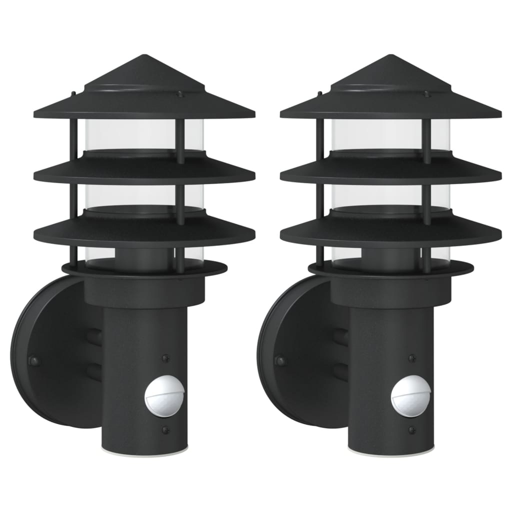 vidaXL Apliques de exterior con sensor 2 uds acero inoxidable Color Negro,  Plateado, y mas