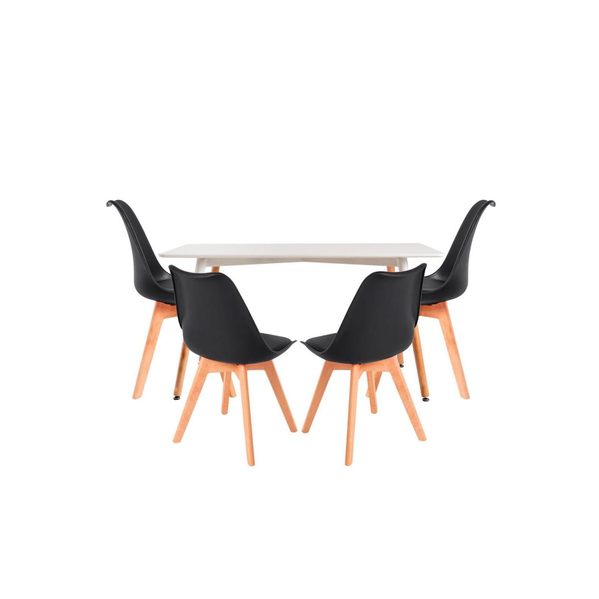 Regalos Miguel - Conjuntos de mesa y sillas - Conjunto Mesa Tower Rectangular 120 x 80 cm Blanca y Pack 4 Sillas Synk Basic - Negro
