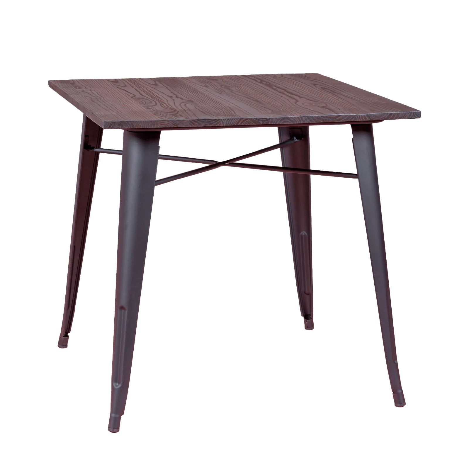 Nest Dream - Mesa industrial en acero negro y madera oscura - Bistro