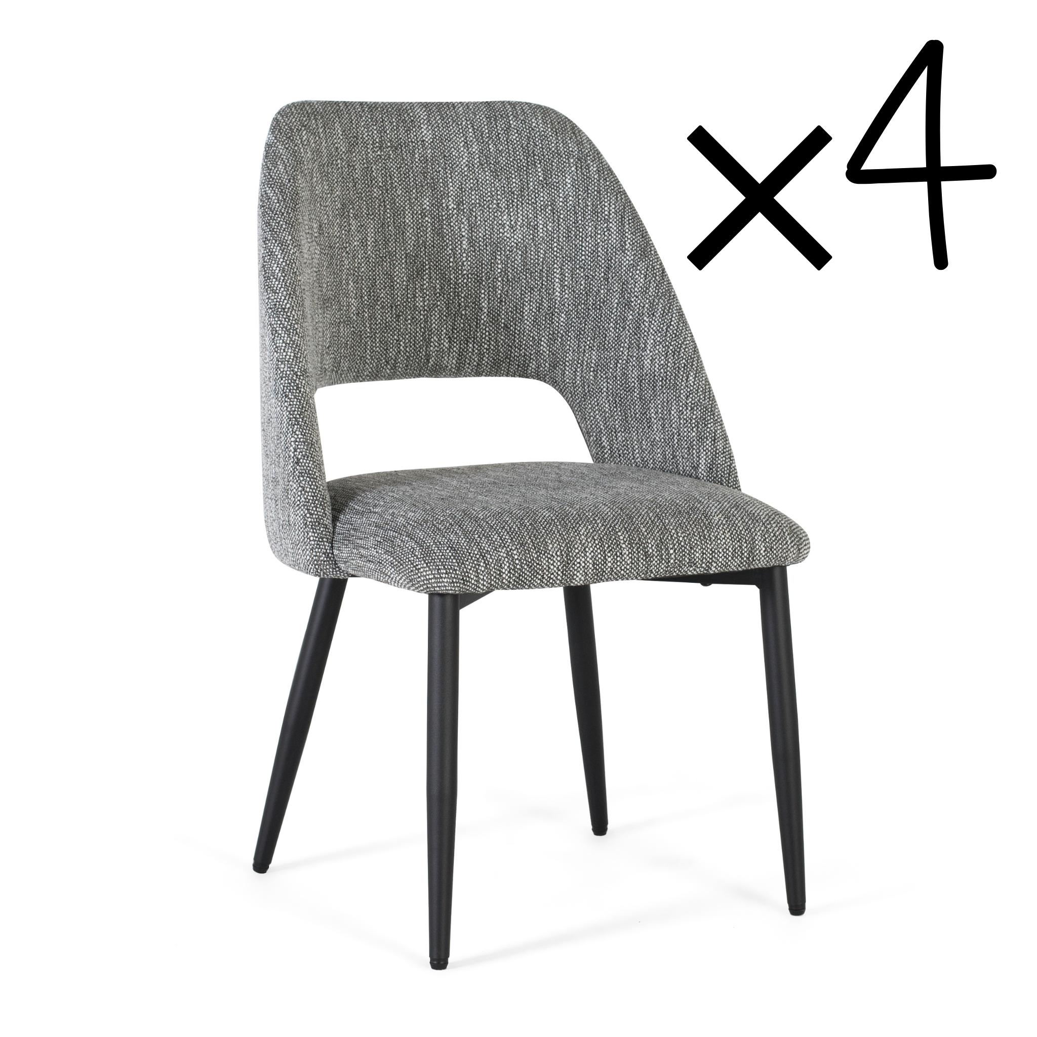 Set de 4 sillas de tela y metal gris