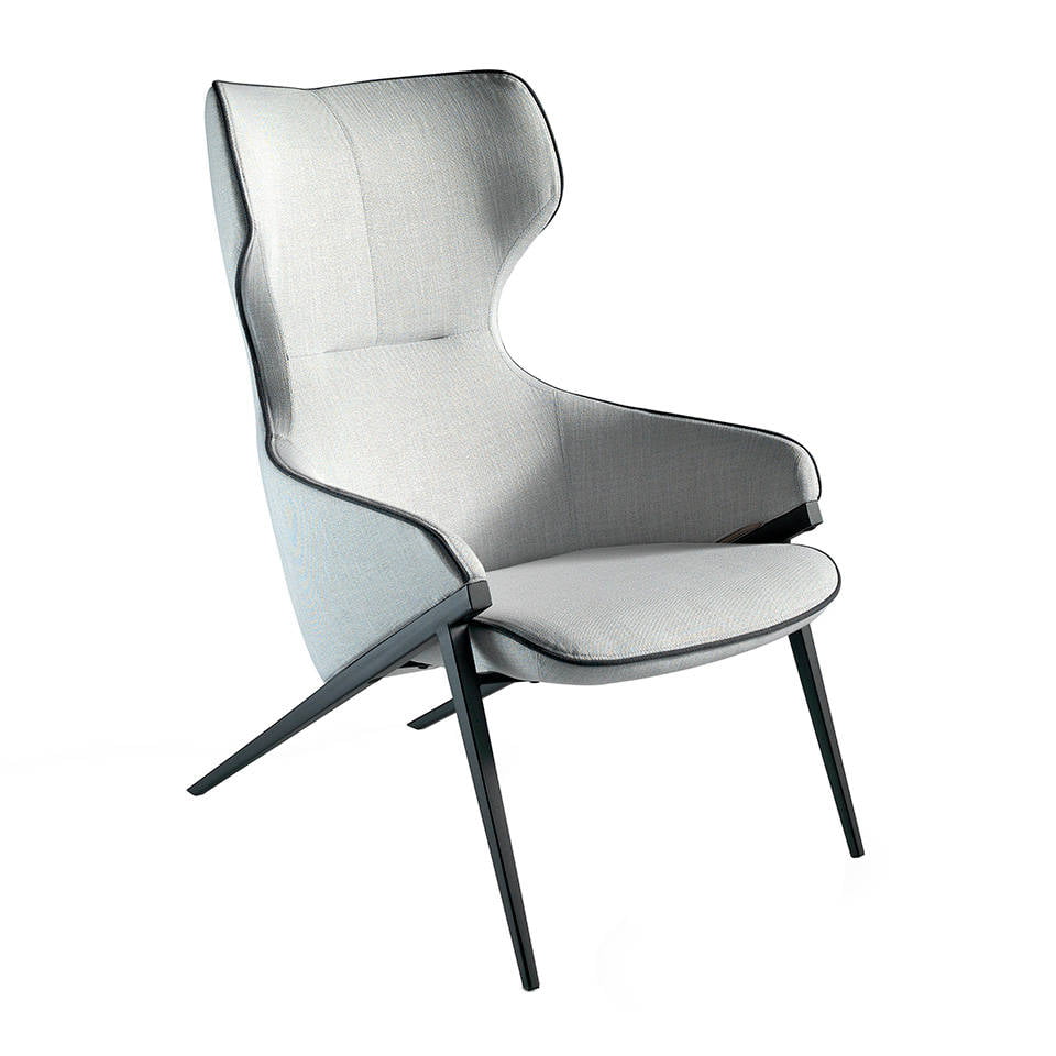 ANGEL CERDÁ 5009C Sillón tapizado tela gris ribetes negros , Gris  Negro , Tela , 70 x 90 x 102 cm.