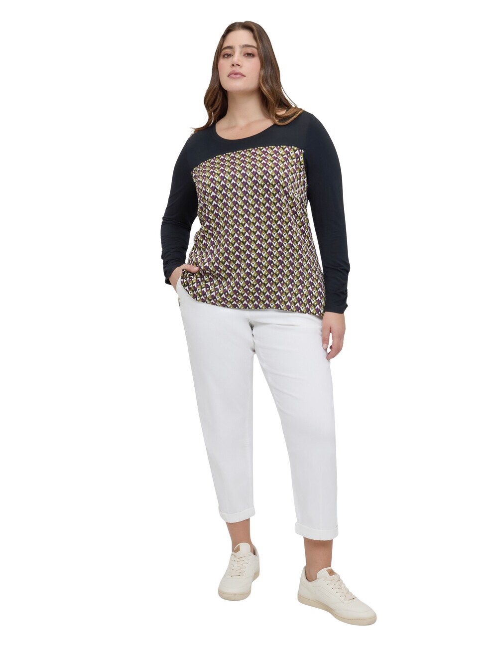 Fiorella Rubino - Camiseta bimatérica con estampado óptico