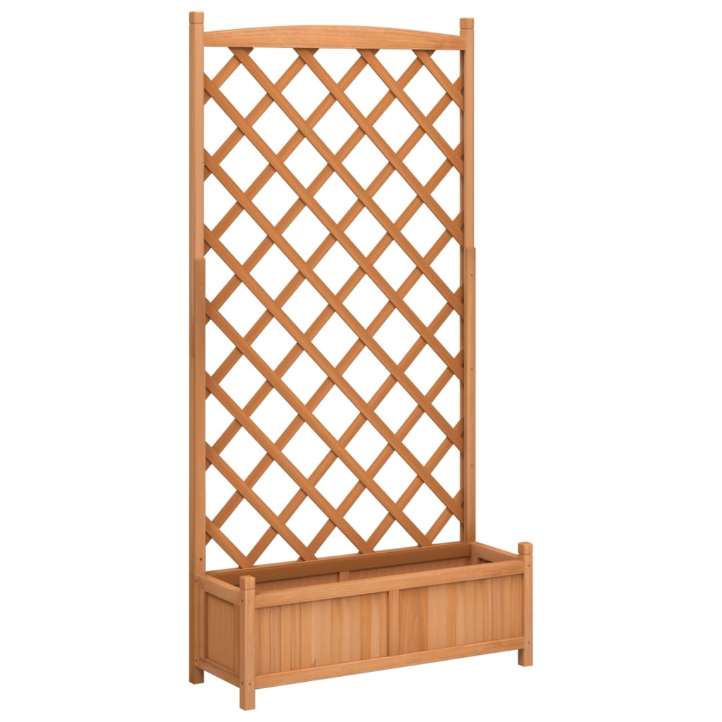 vidaXL Jardinera con enrejado madera maciza de abeto Color Marrón,  Gris,  Negro y mas