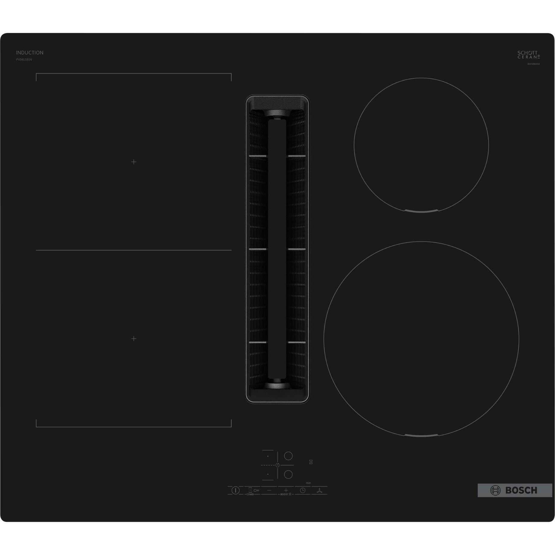 Serie 4, Placa de inducción con extractor integrado, 60 cm, sin perfiles MODELO PVS611B16E, MARCA BOSCH