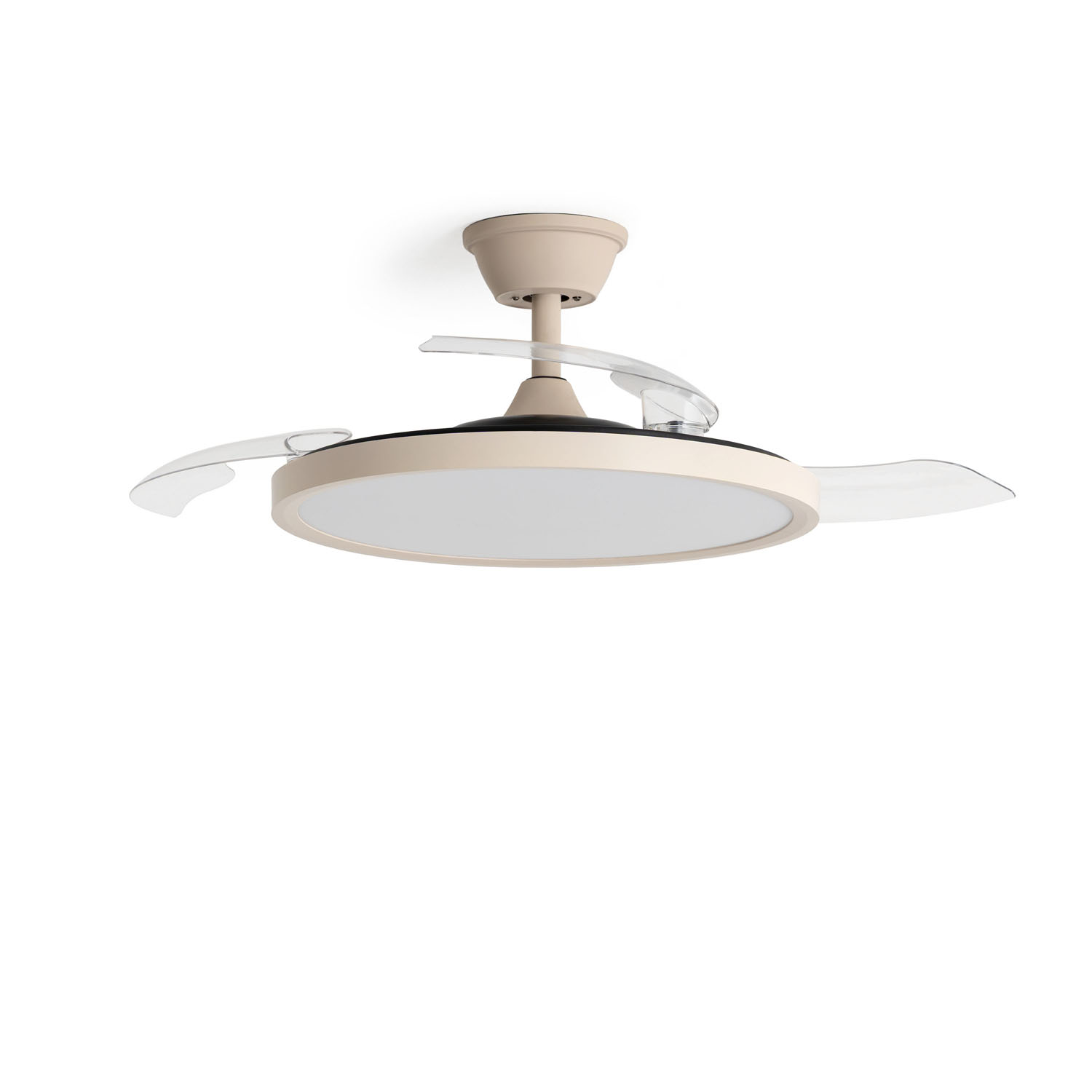 LEDKIA LIGHTING Ventilador de Techo Kleon Beige con Luz LED CCT 2560 lm, Motor DC 15W Silencioso y Eficiente, Aspas Retráctiles, 6 Velocidades, Mando a Distancia