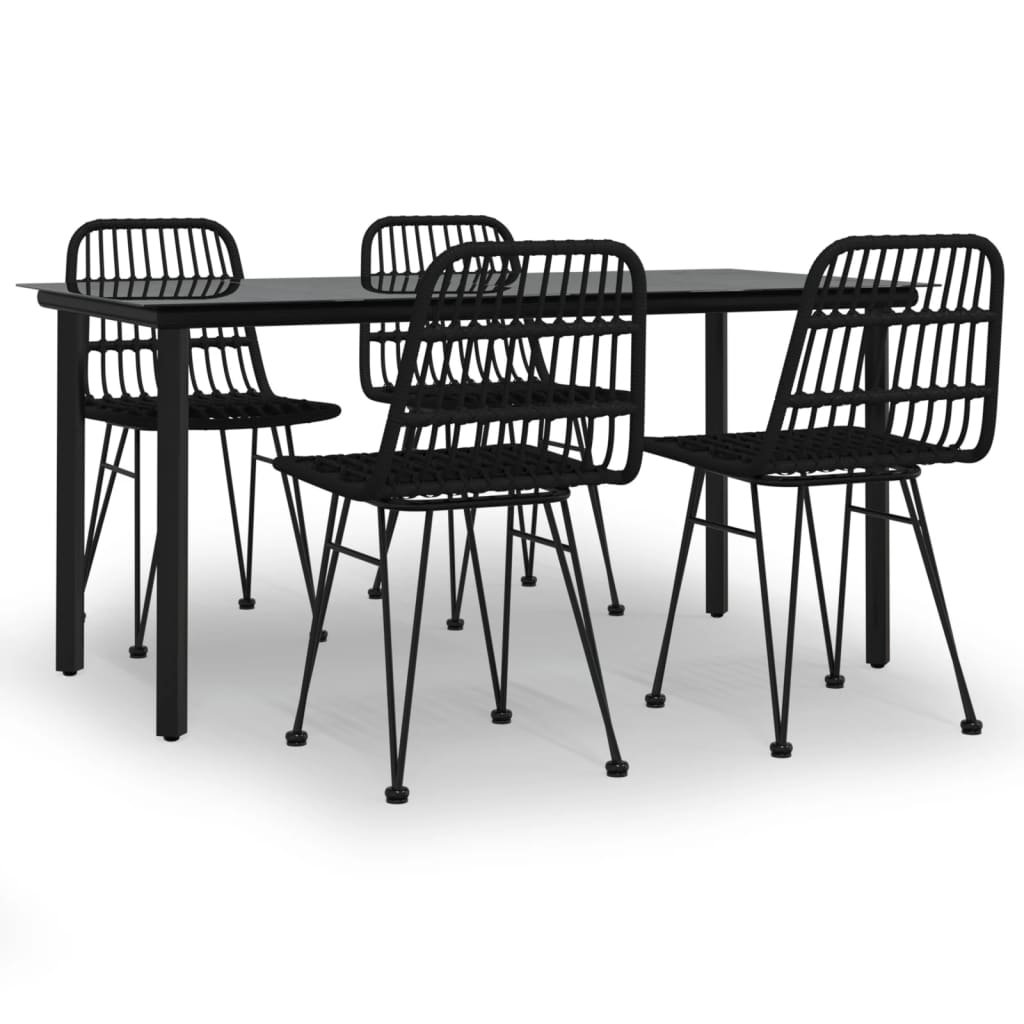 vidaXL Juego de comedor de jardín 5 piezas ratán sintético negro