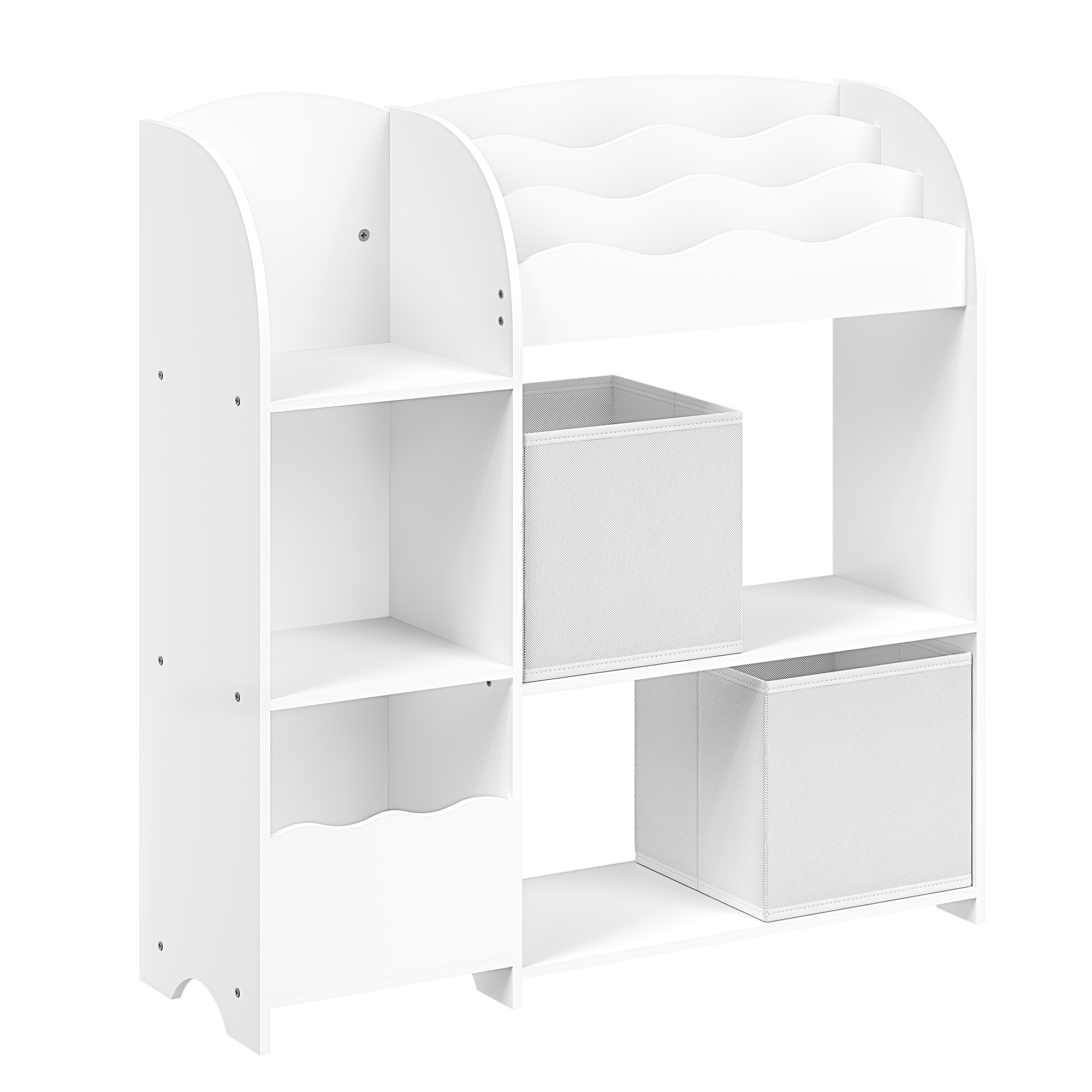 SONGMICS Estantería de Juguetes, Librería Infantil, Armario para Dormitorio con 2 Cajas para Juguetes, Sala de Juegos, Sala de Estar, Blanco Nube