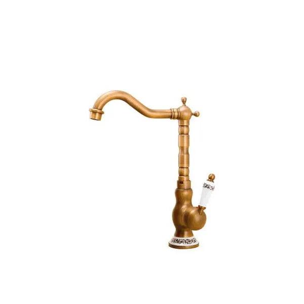 VALAZ Mijares Grifo alto y monomando para lavabo de diseño vintage con terminaciones redondas