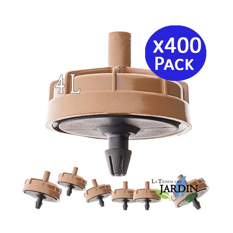 Suinga Pack 400 Goteros Autocompensantes 4 L/h | Goteros Seta No Desmontables | Uso en Agricultura y Jardín | Tubería de 16 mm