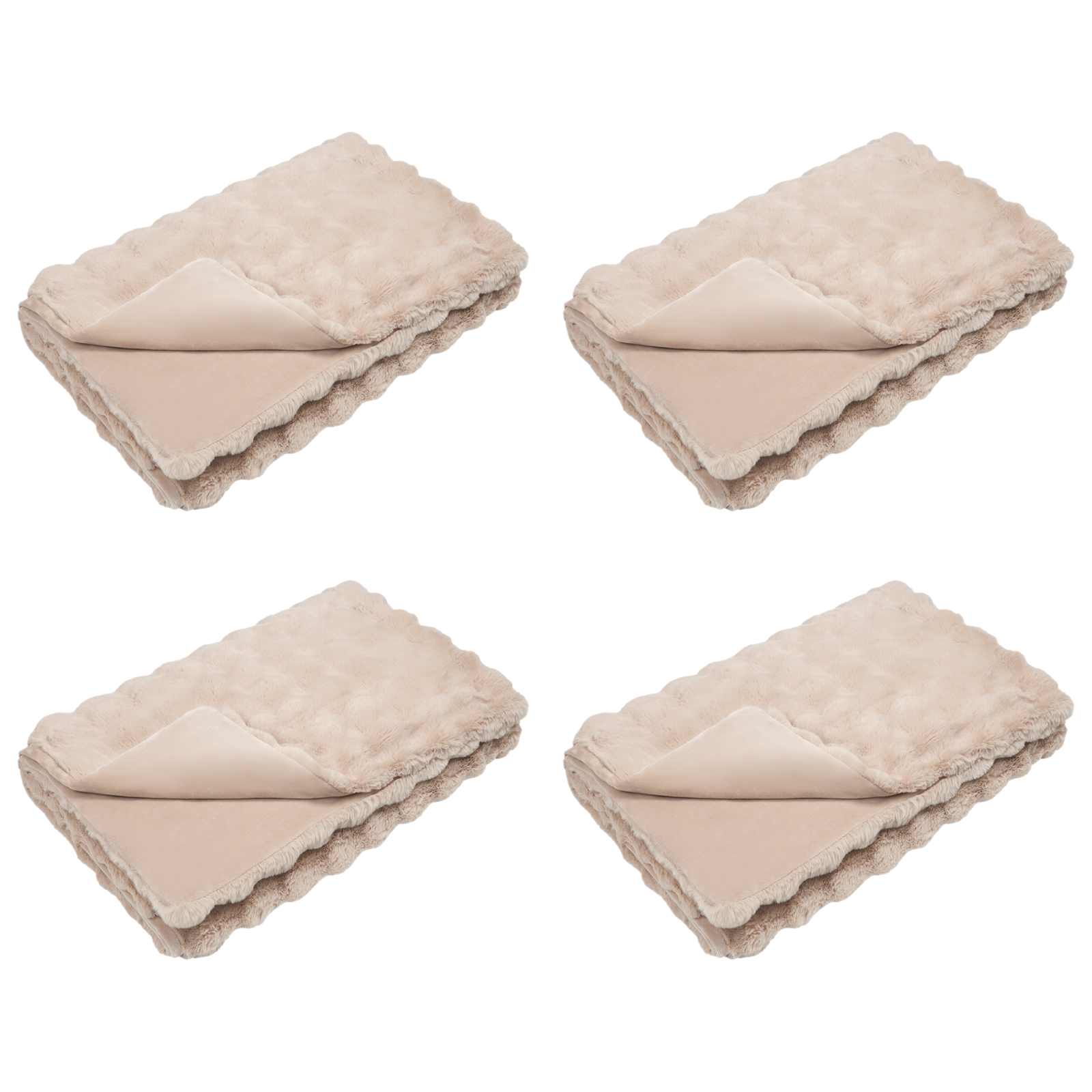 vidaXL Manta de de conejo sintético antideslizante Olite 4 pcs Beige
