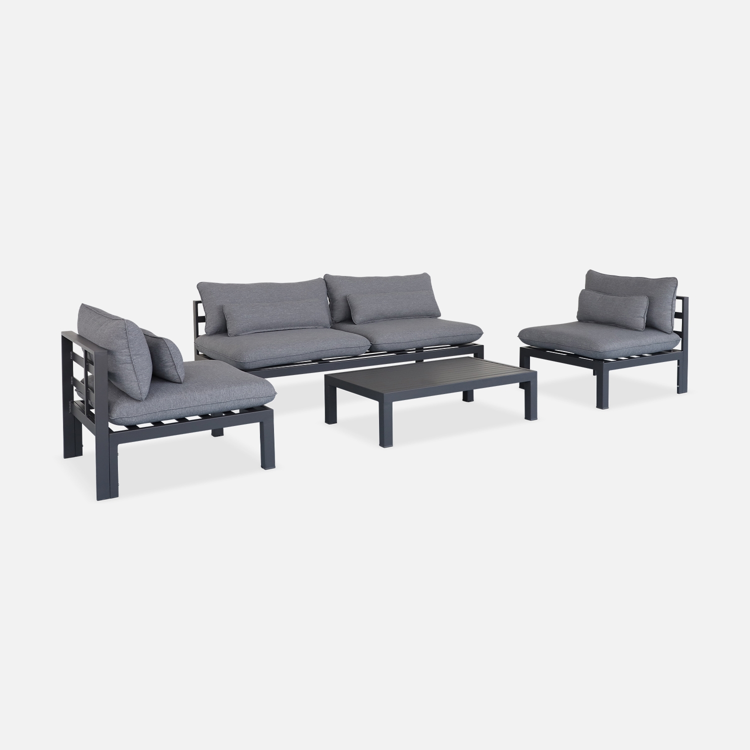 sweeek - Conjunto de jardín de aluminio, 4 plazas , Rieti , 92x204x71