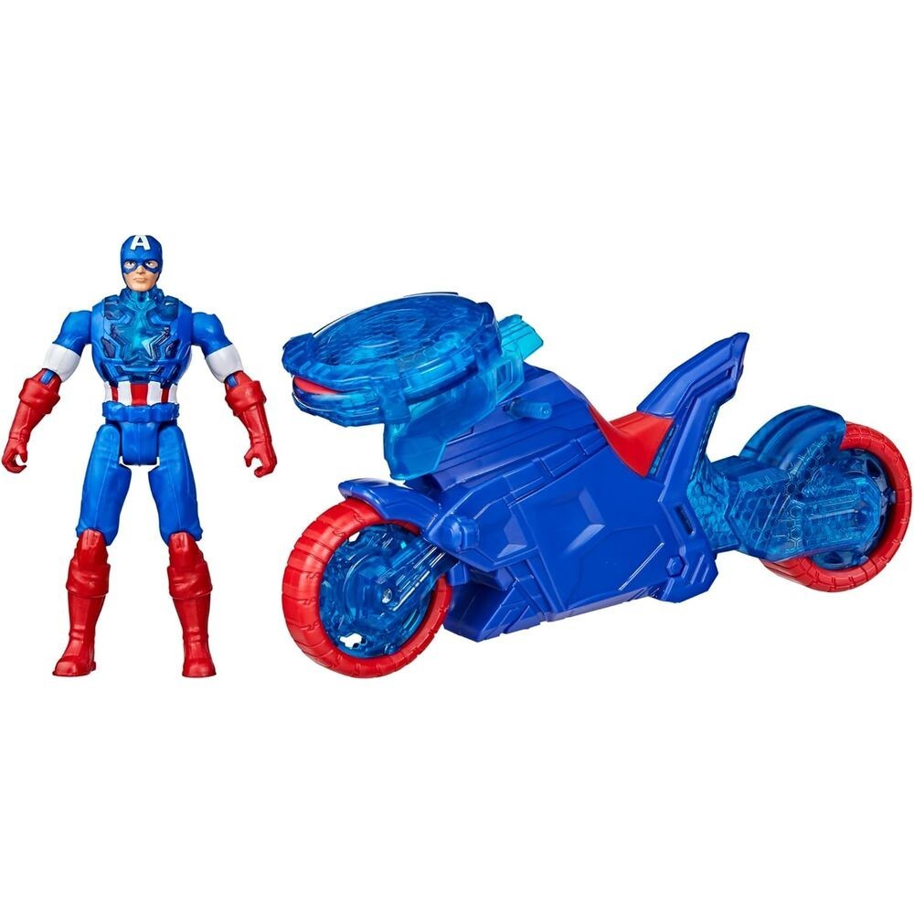 MOTO LANZAESCUDOS + FIGURA CAPITAN AMERICA LOS VENGADORES AVENGERS MARVEL