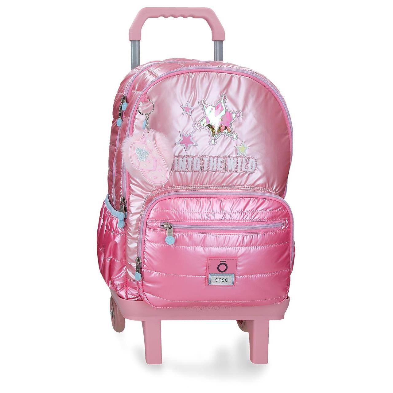 Mochila escolar con carro Enso Into The Wild 32x44x17cm Rosa
