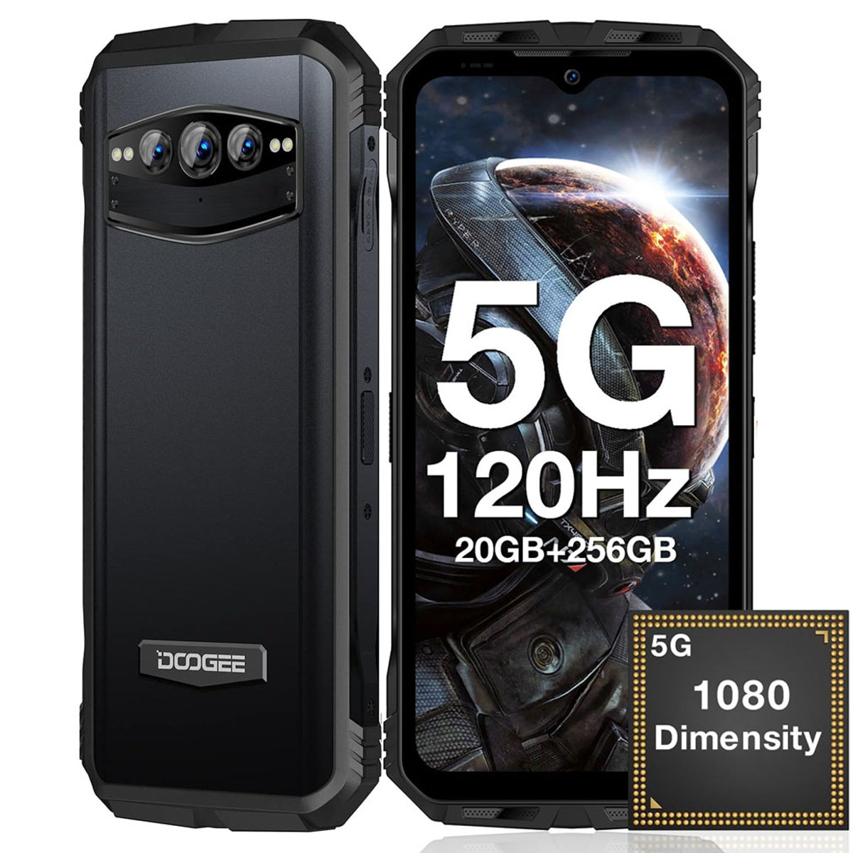 DOOGEE V30T [2023] Movil Resistente Agua y Golpes 20GB+256GB, 10800mAh  Batería 66W, Dimensity 1080 5G, 6.58 FHD+ 120Hz, Cámara Triple 108MP,  Android