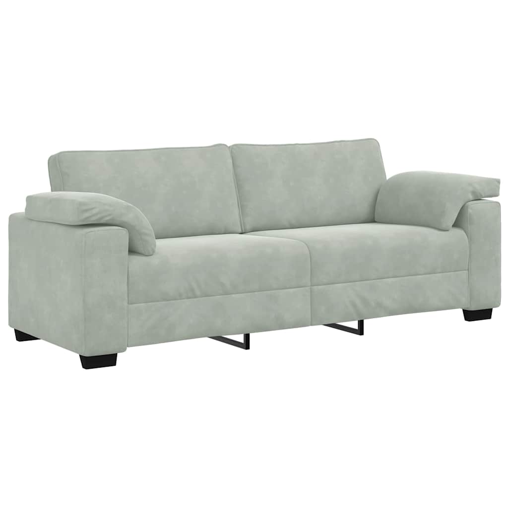 vidaXL Sofá de 3 plazas de terciopelo gris claro 220x77x82 cm