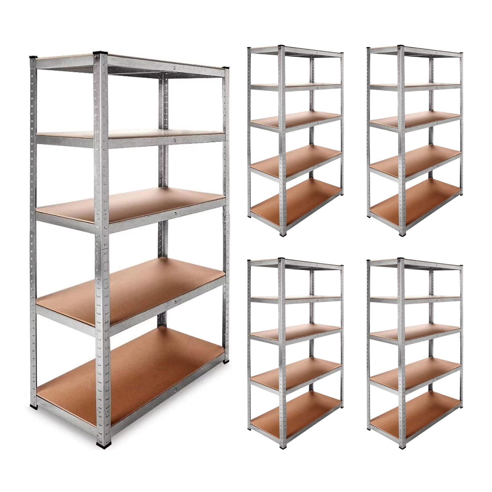 DASCK - Pack de 5 Estanterías Galvanizadas de 5 Baldas, 180x90x40 cm