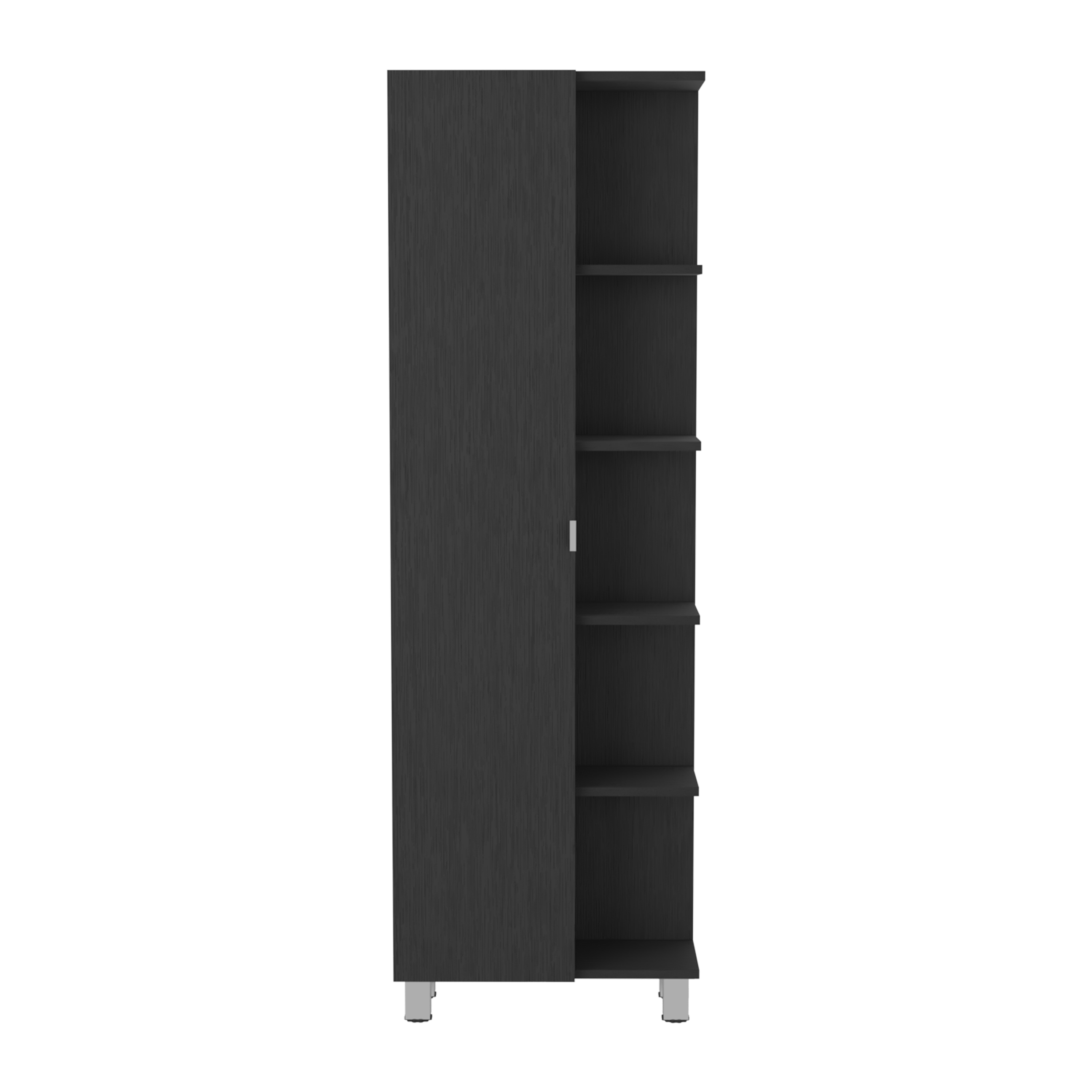 TUHOME Mueble Alto de Baño Urano, con 5 estantes , Blanco Madera manufacturada Baño-Almacenamiento