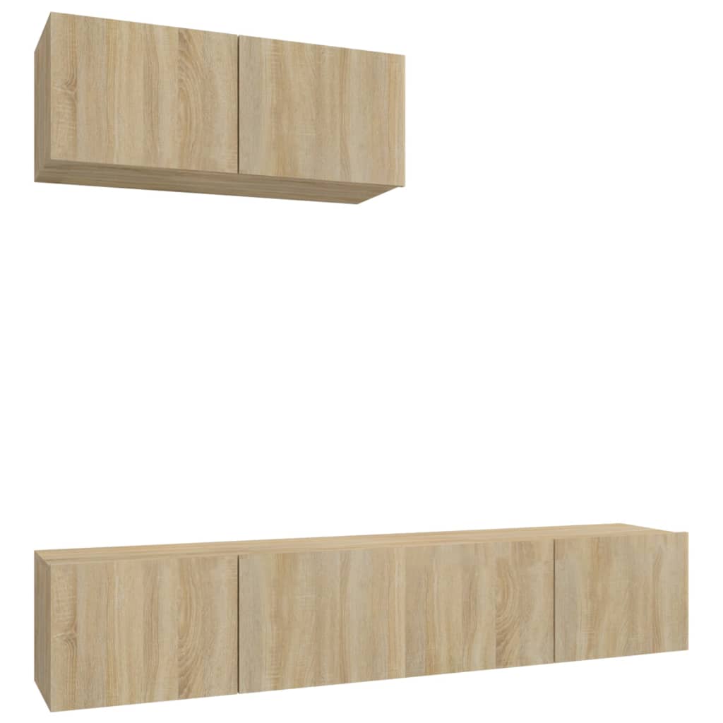 vidaXL Set de muebles para TV 3 piezas madera contrachapada 80x30x30 cm, Mueble de Salon, Mueble TV, Mueble TV salon, Mesa de TV, Mueble tele