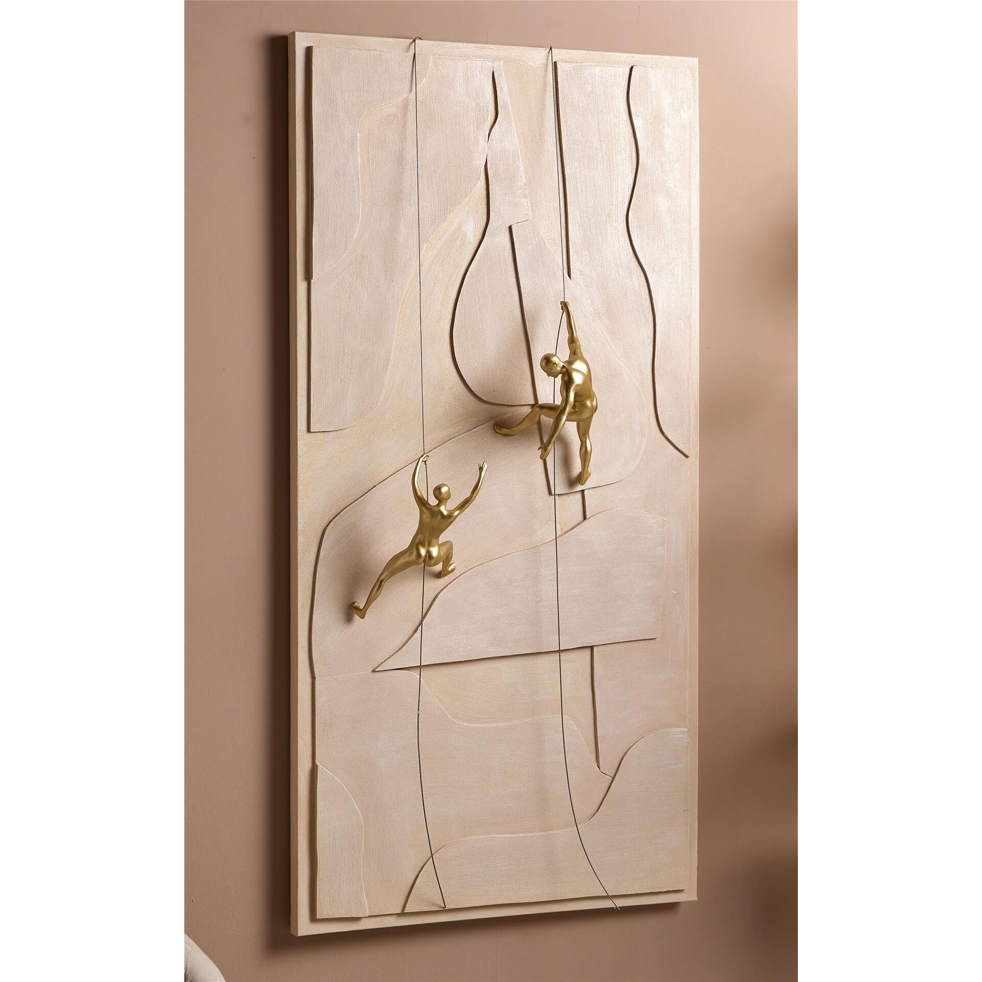 Lienzo abstr. relieve c/ figuras oro escaladores 70x140 cms. 70x5x140 cms. El mejor complemento para tu hogar.
