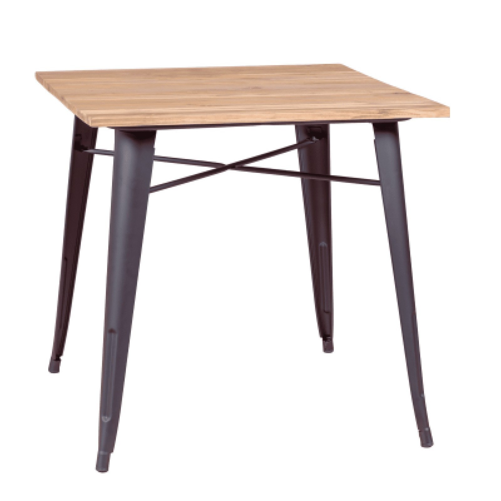 Nest Dream - Mesa industrial de acero envejecido y madera clara - Bistro